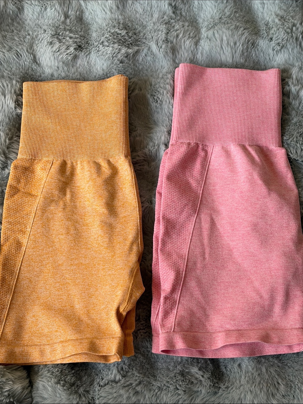 Yellow shorts and pink shorts